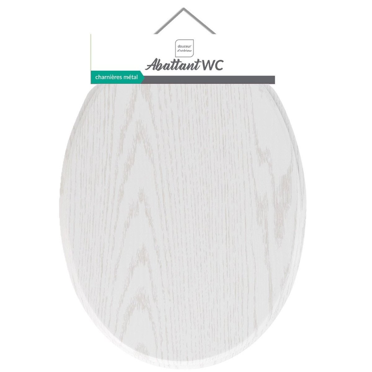Abattant WC MDF charnières métal effet bois Strata blanc blanc, DECORATIE
