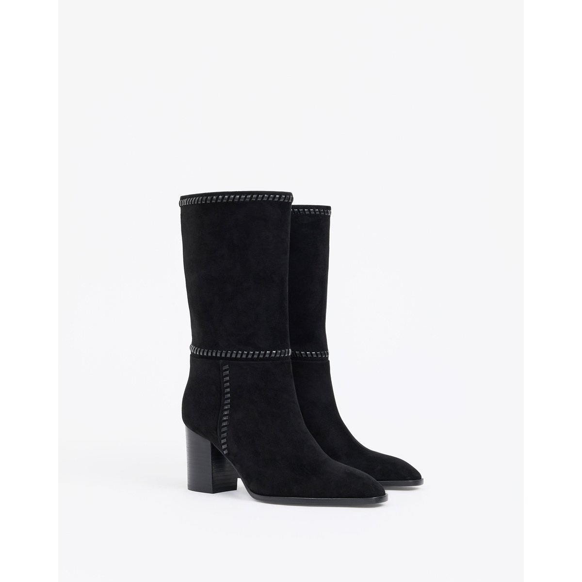 Bottes courtes en daim à talon bloc COLETTE noir, MI MAI