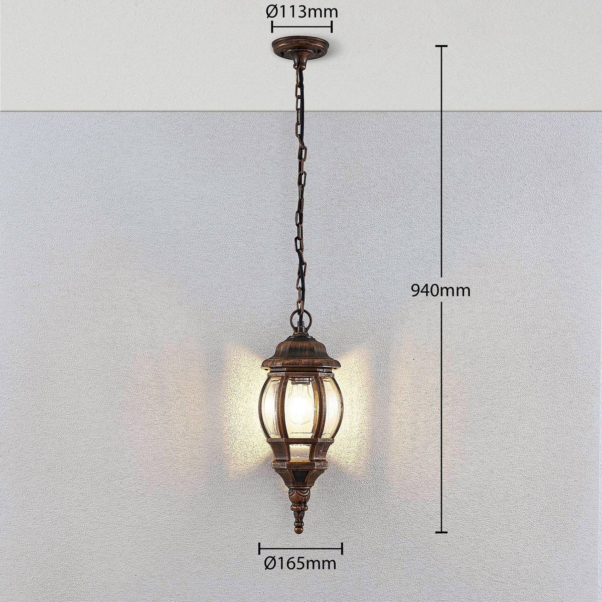 Luminaire extérieur antique, Nadesha doré brossé, LINDBY