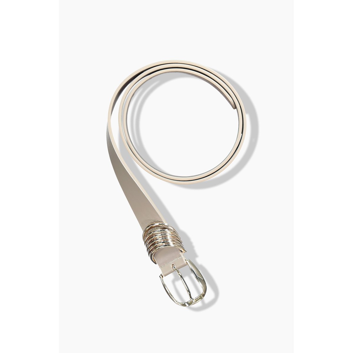 Ceinture en cuir lisse, boucle ronde crème, ULLA POPKEN