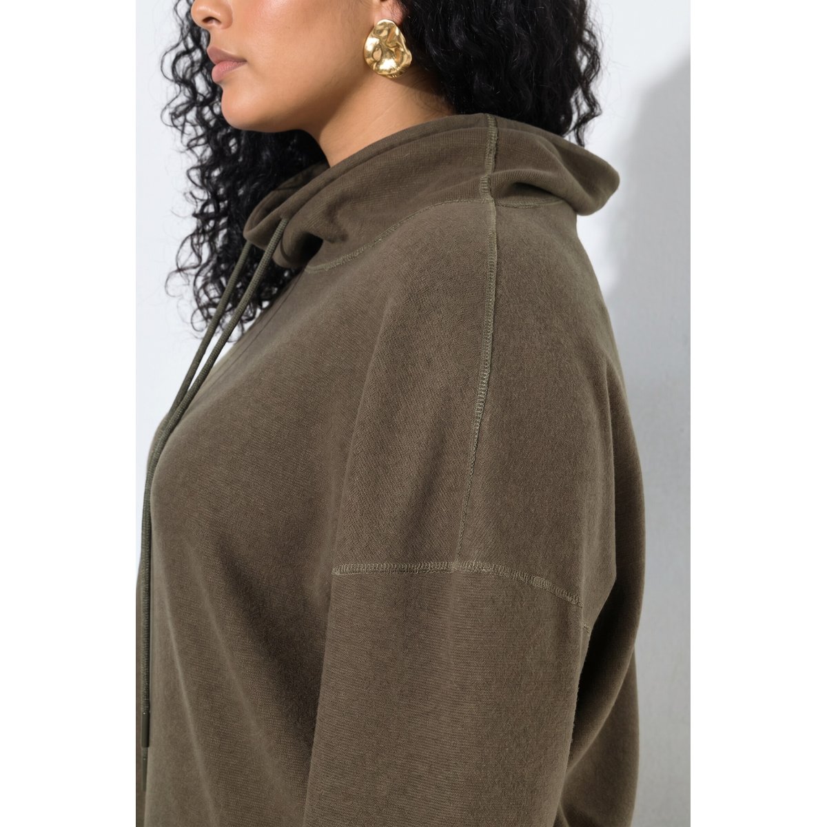 Sweat-shirt oversize gris olive, ULLA POPKEN