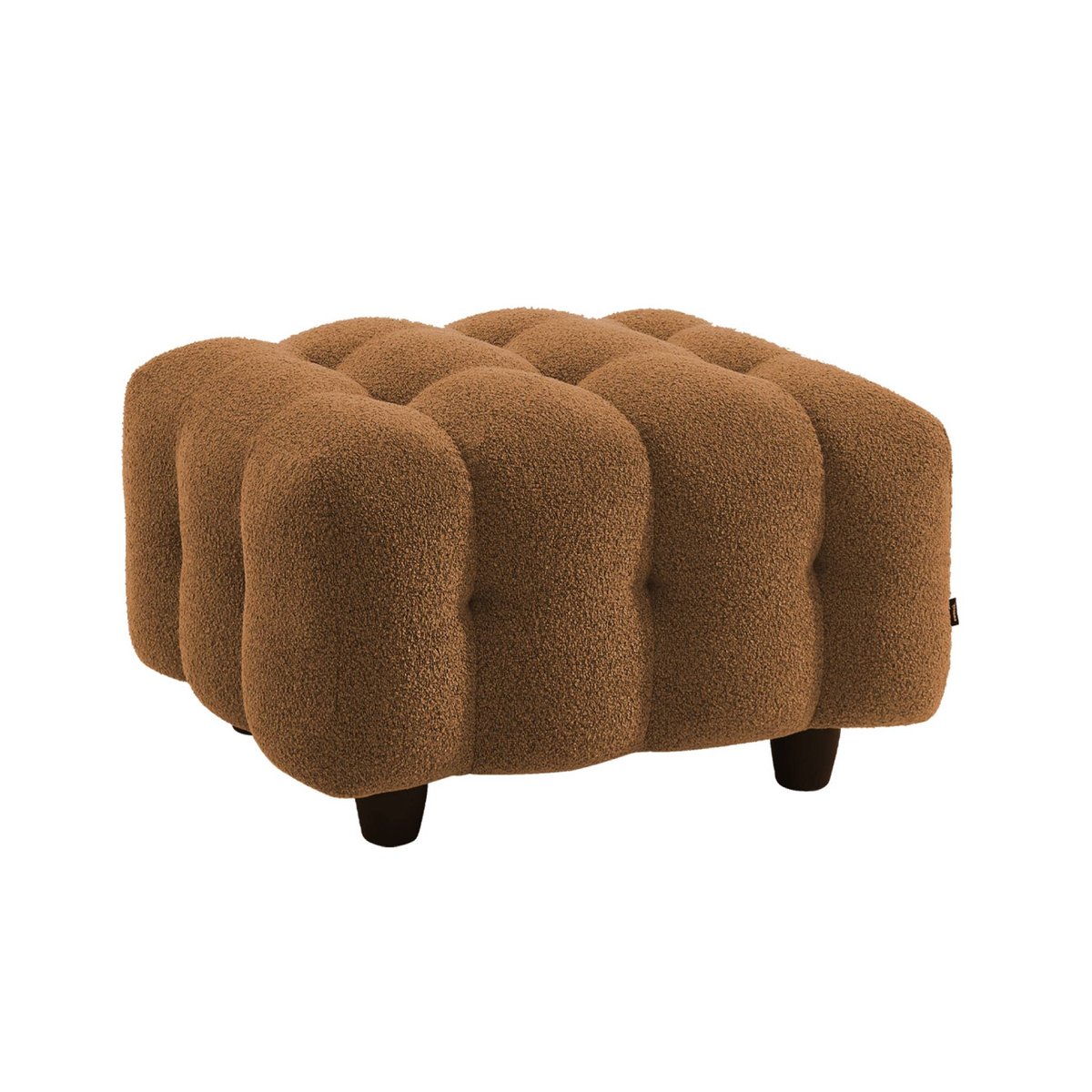 Pouf, repose-pieds pour canapé 3 places Leon bouclette texturée LEON moutarde, SWEEEK