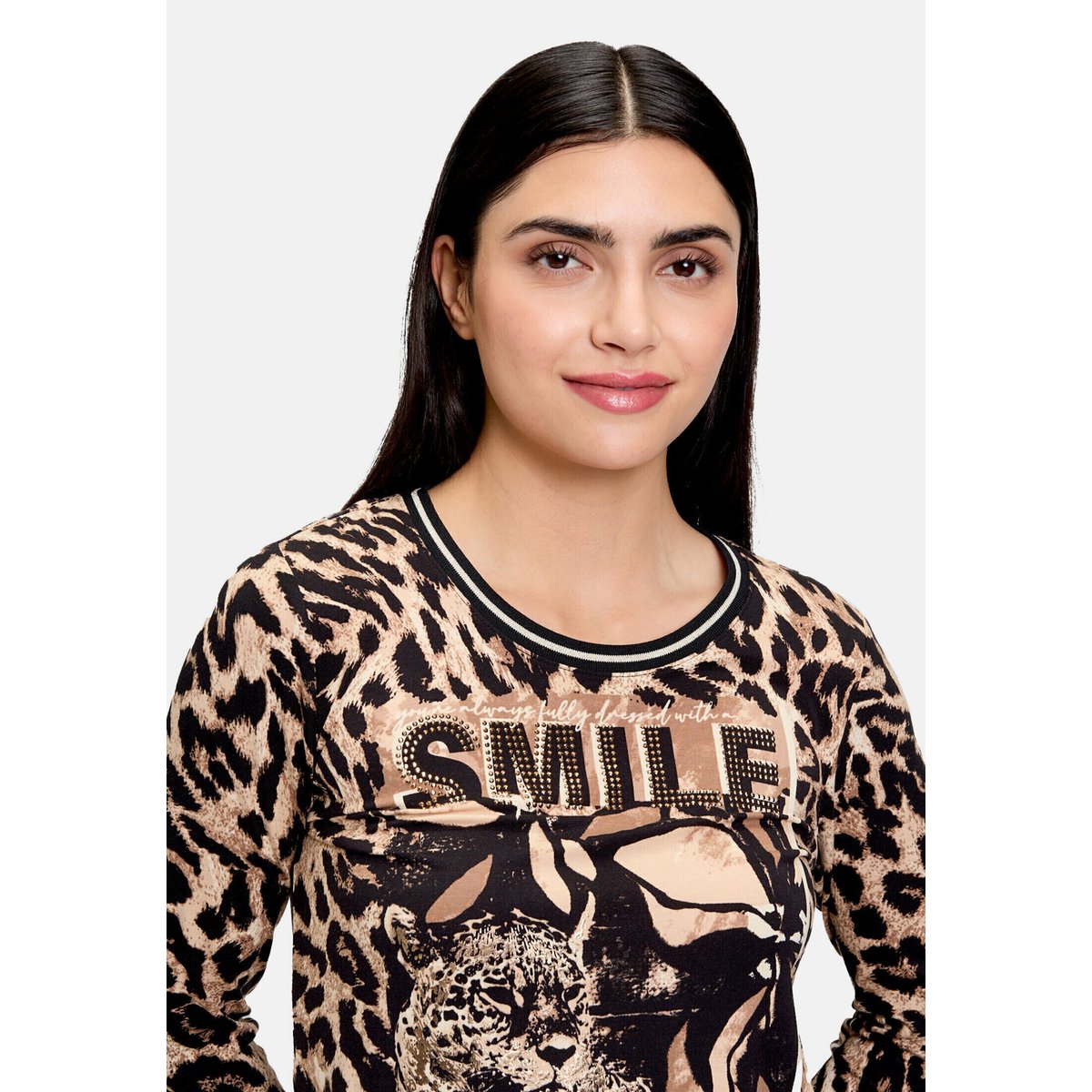 T-shirt basique à imprimé noir/beige, BETTY BARCLAY