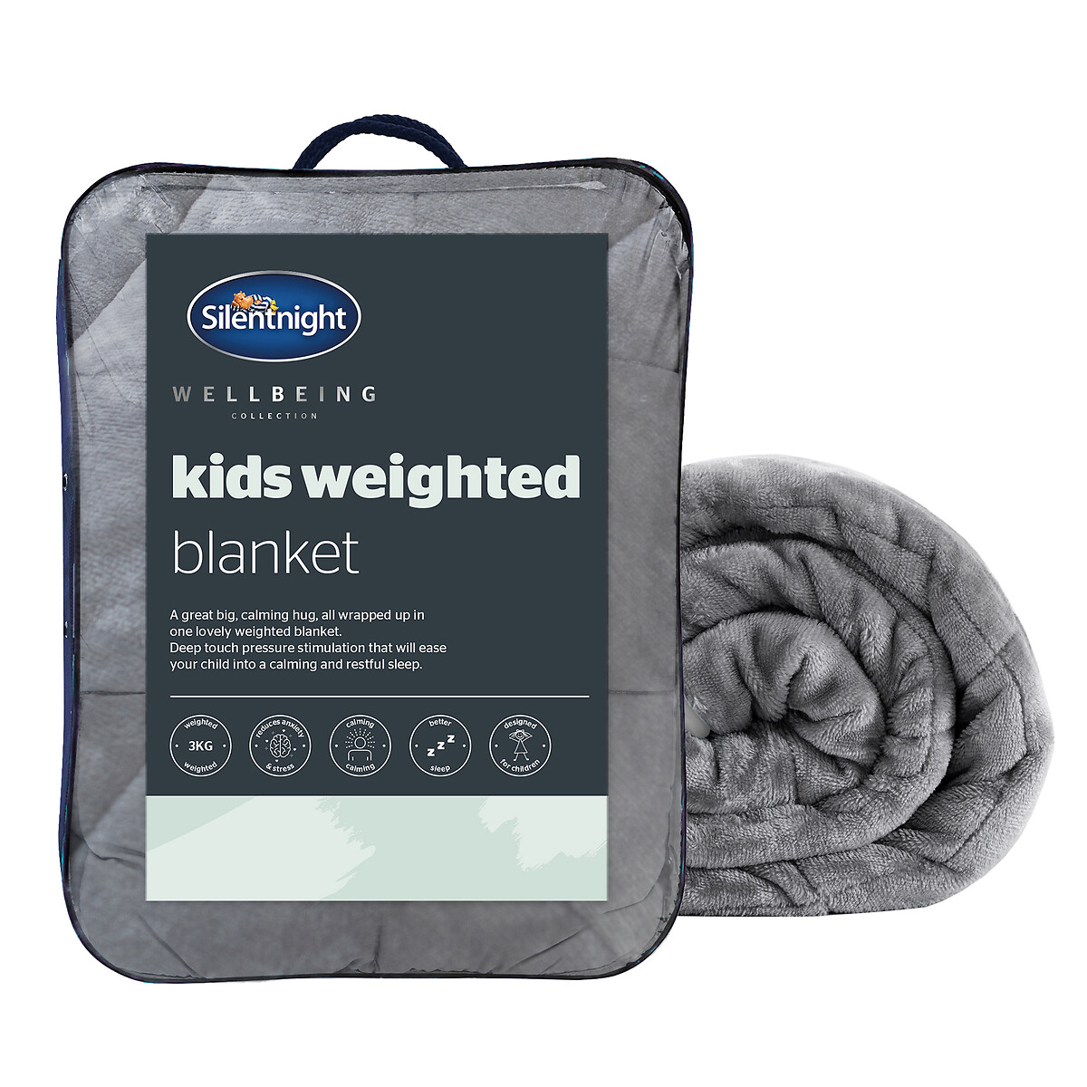 Kids 3kg Weighted Blanket grey, SILENTNIGHT