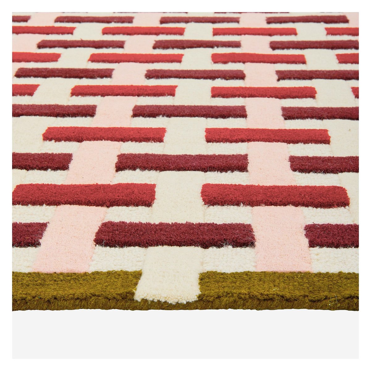 Tapis tufté en laine BERTIN bordeaux, rose poudré, multicolore, HABITAT