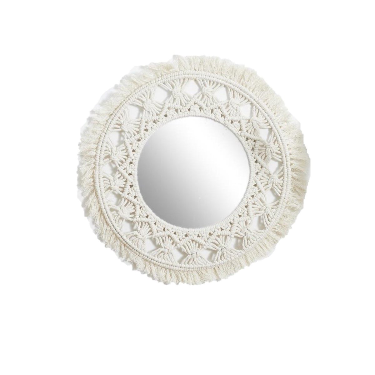 Miroir rond en macramé BOHO beige, THE HOME DECO FACTORY