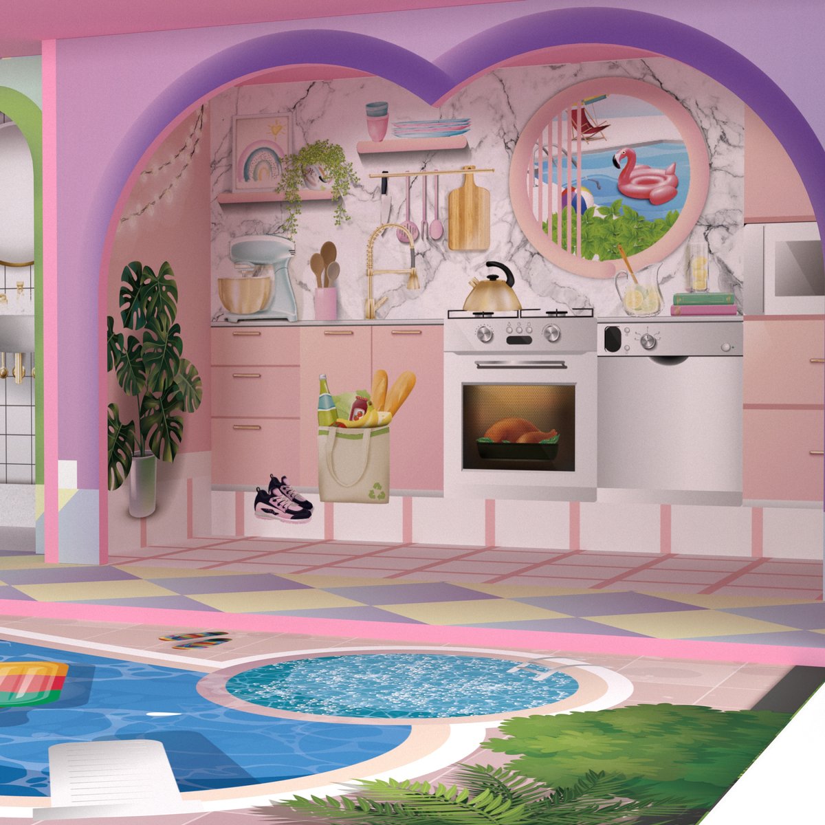 Maison Poupée Enfant Bois Sunset DREAMLAND multicolore, TEAMSON KIDS