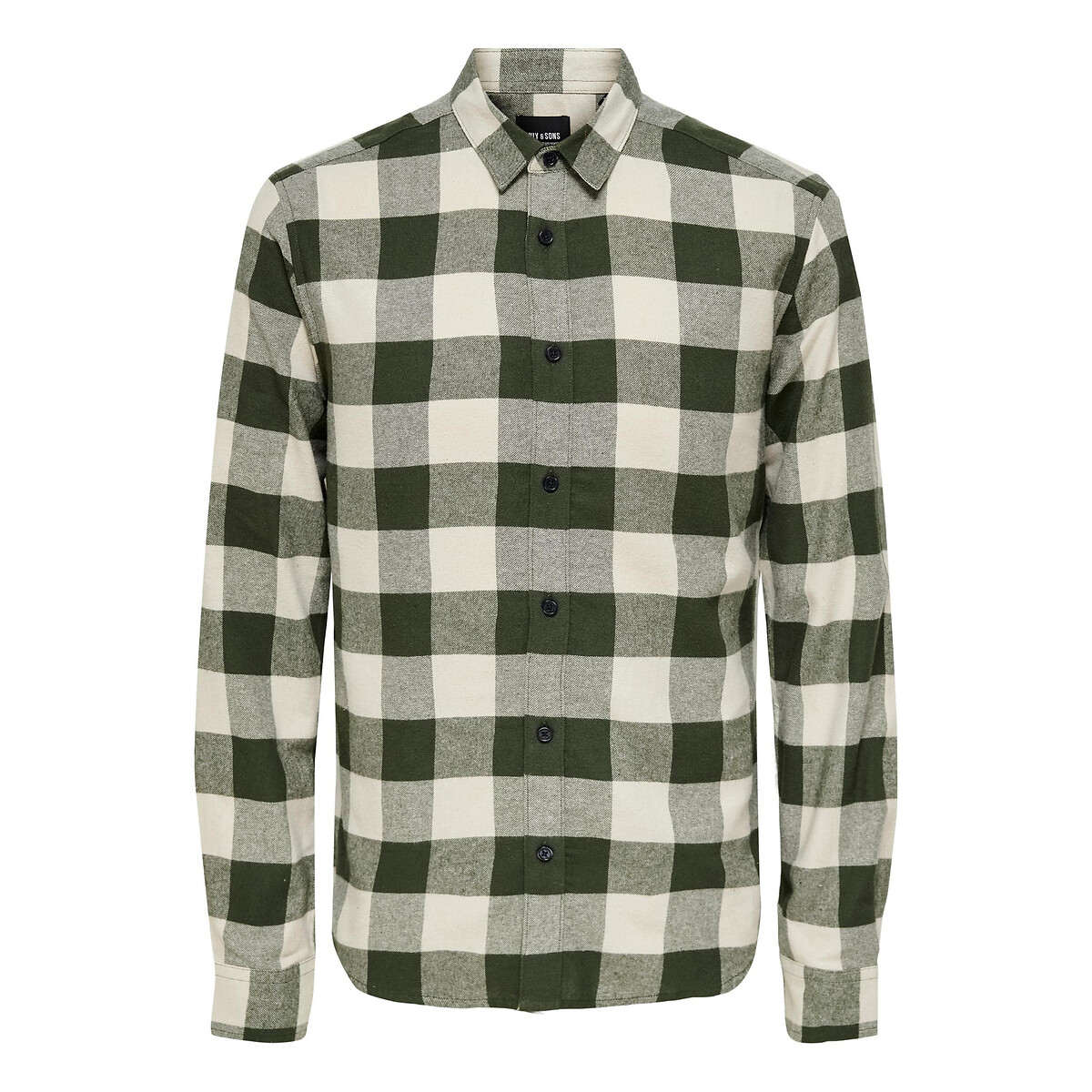 Chemise coupe droite carreaux vert/écru, ONLY & SONS