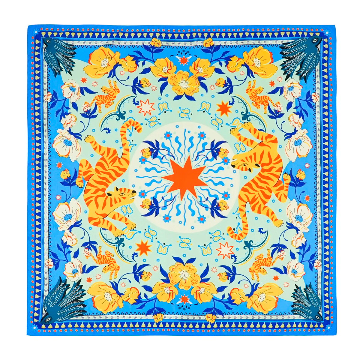Grand foulard à motifs BANDIDAS bleu, WILD