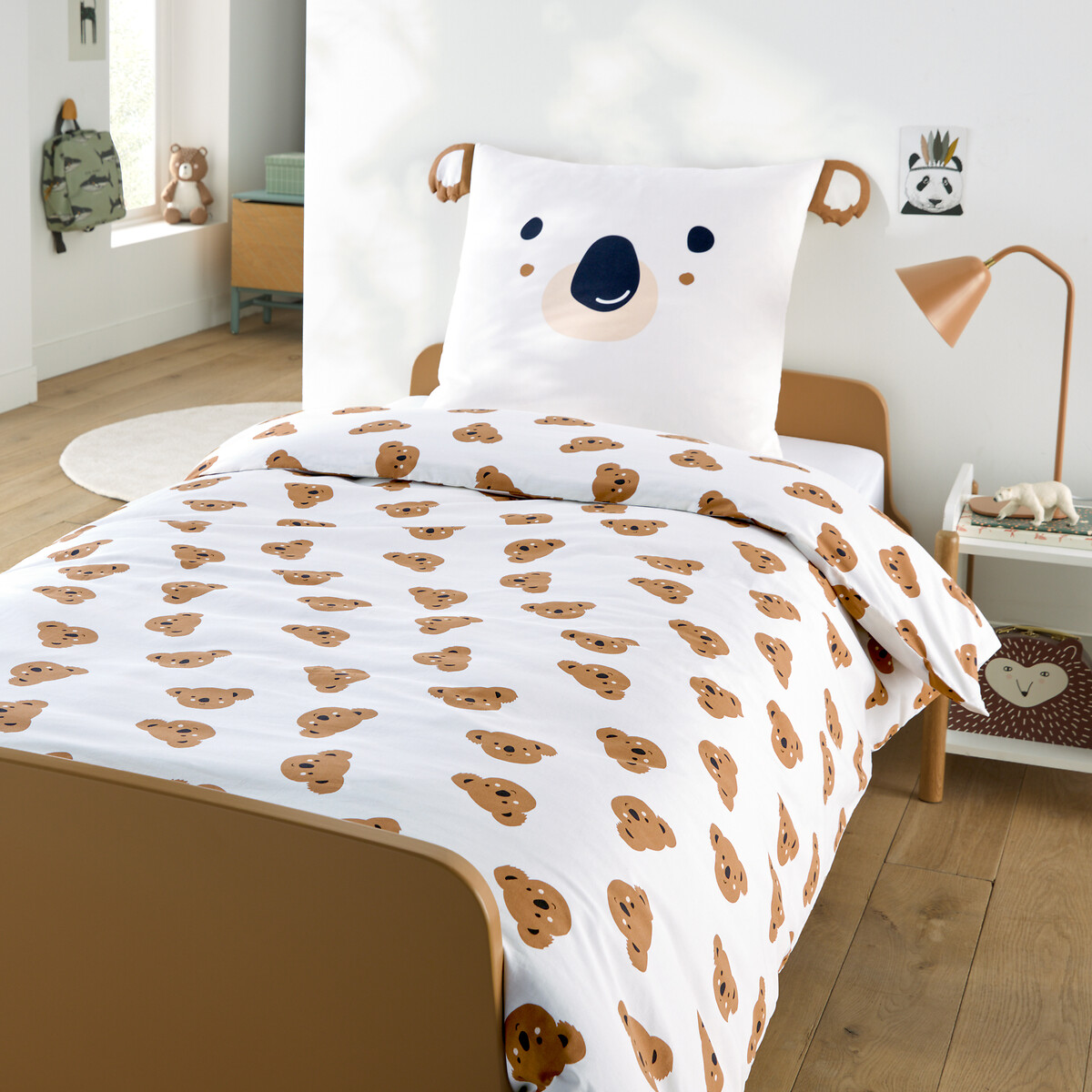 Parure de lit enfant 50% coton recyclé, taie carrée, KOALA imprimé animal, LA REDOUTE INTERIEURS