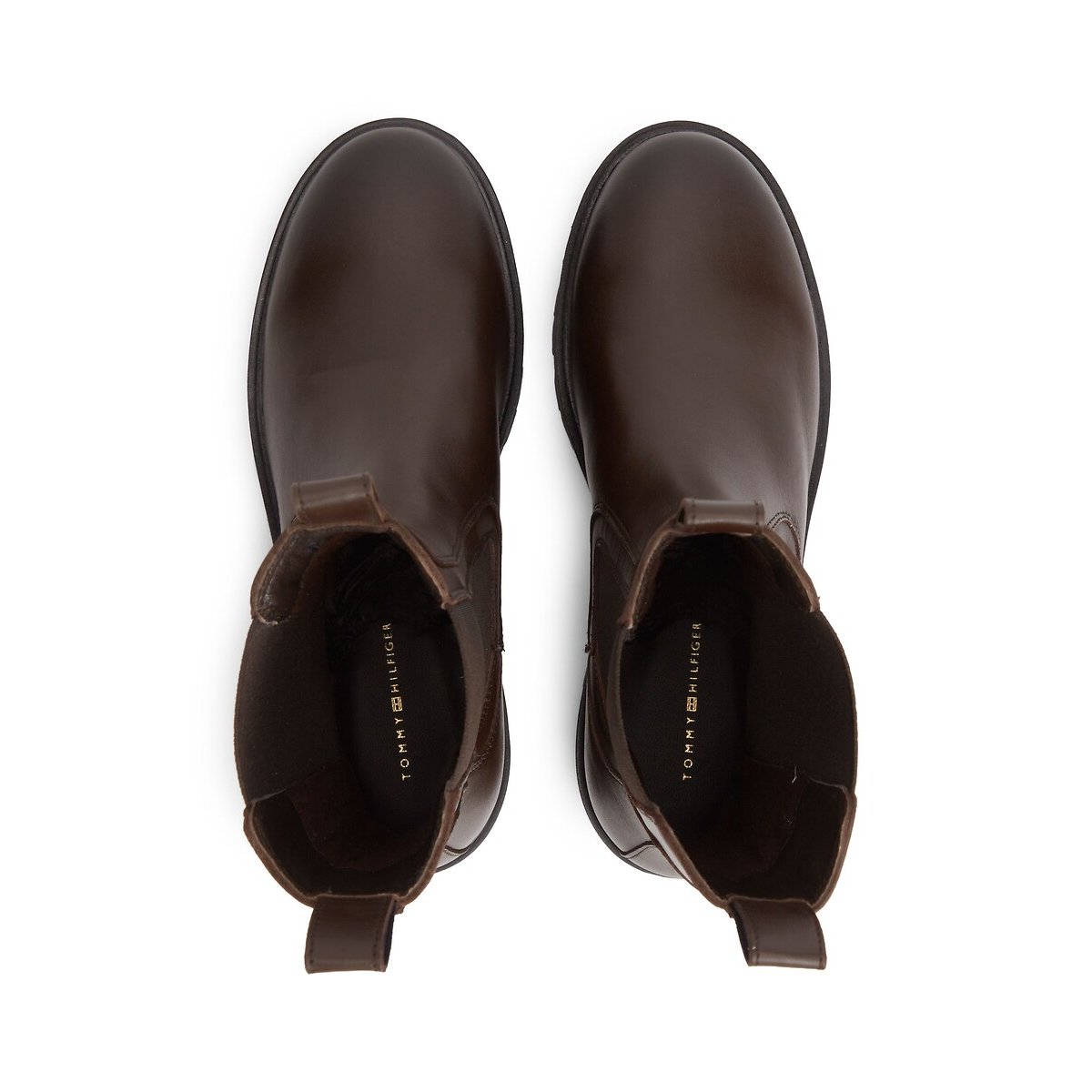Leather High Chelsea Boots dark brown, TOMMY HILFIGER