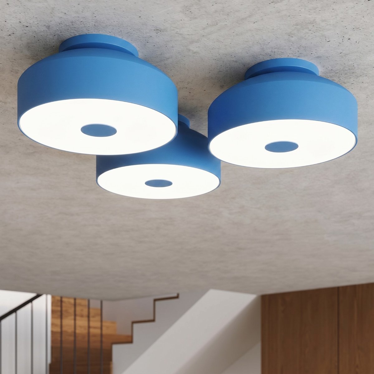 Plafonnier Acier Bleu E27 4 OMIQ bleu, EDEN