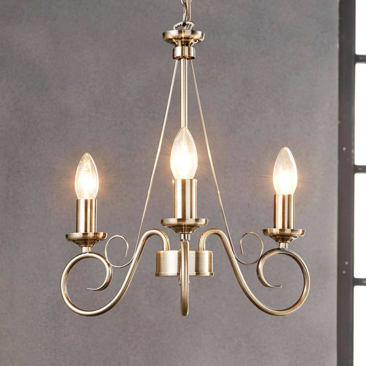 Lustre en métal antique, Marnia laiton ancien, LINDBY