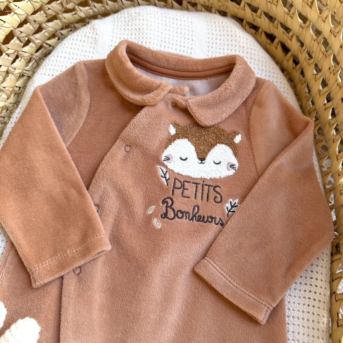 Pyjama bébé en velours côtelé Caramel marron, PETIT BEGUIN