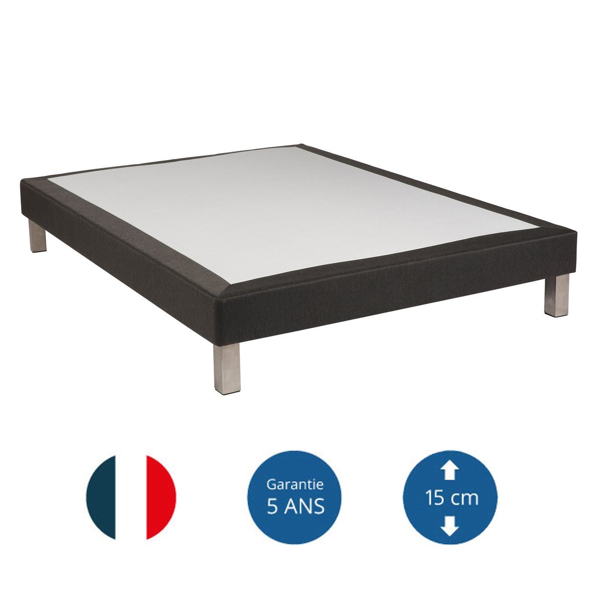 Sommier déco tapissier gris foncé, SOMEO
