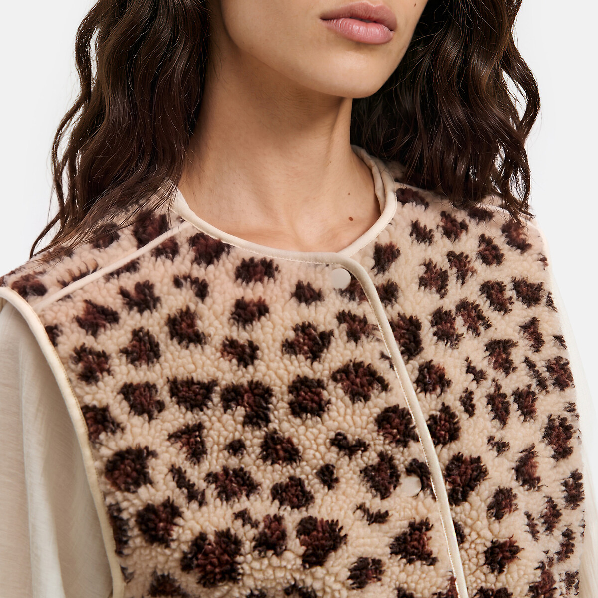 Gilet senza maniche in sherpa con stampa leopardata fantasia leopardata, LA REDOUTE COLLECTIONS