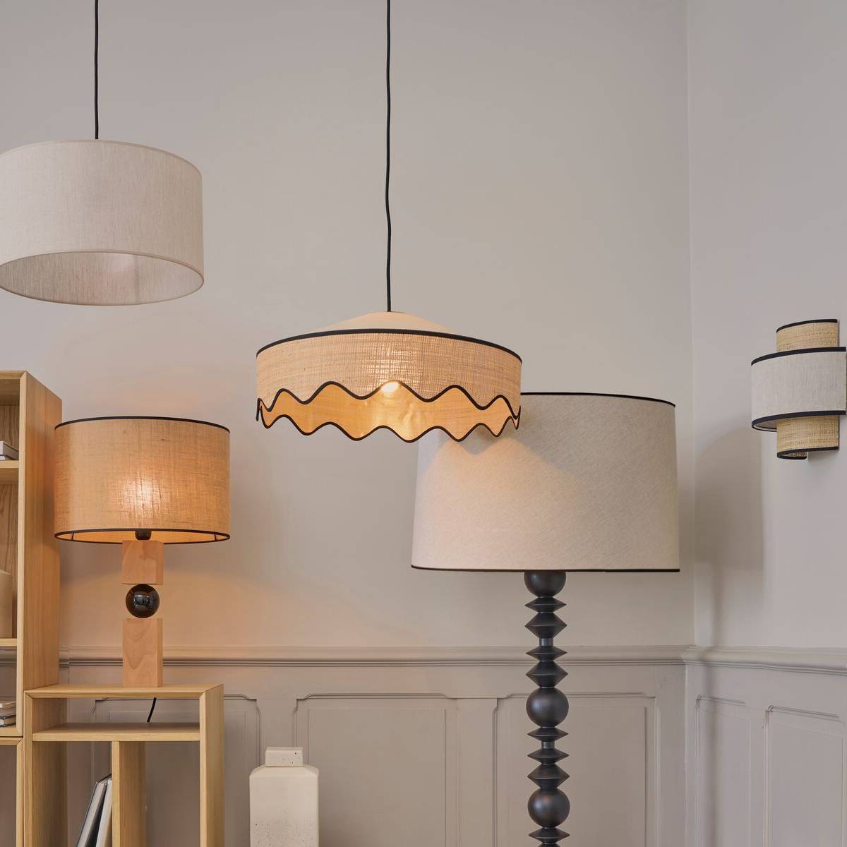 Abat-jour pour suspension festonné - REINE beige, CAMIF