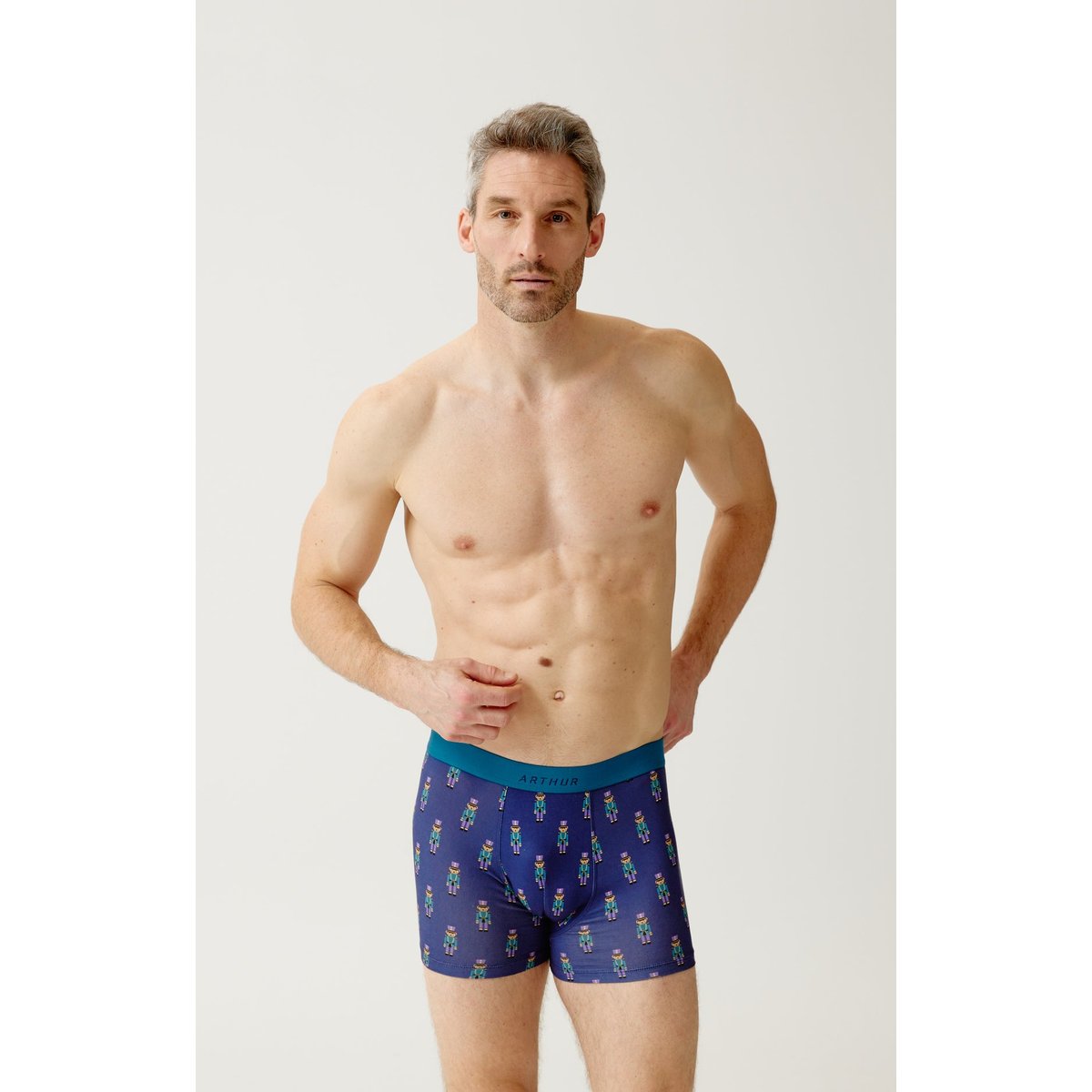 Boxer en jersey de coton imprimé Casse-noisette marine, ARTHUR
