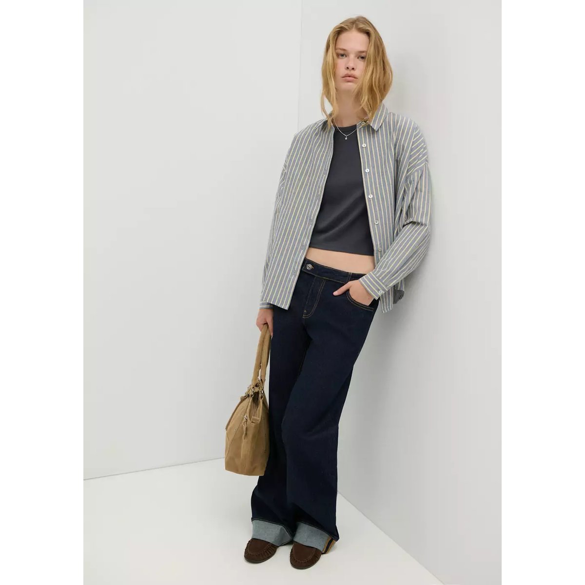 Chemise coton rayures bleu marine, MANGO TEEN