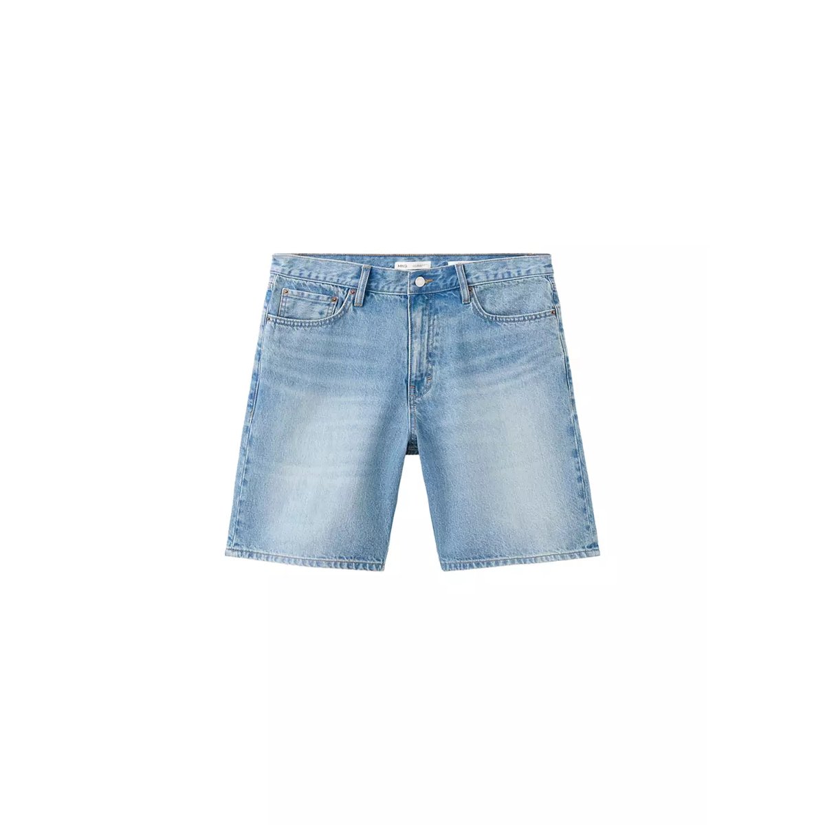 Bermuda en jean droit bleu moyen, MANGO MAN