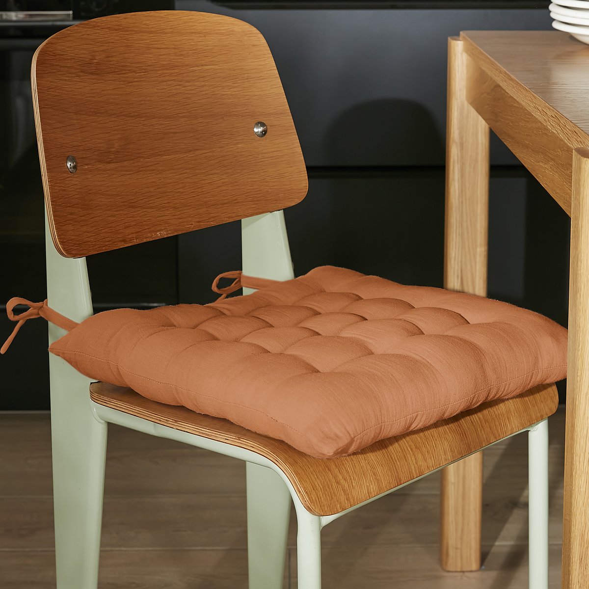 Coussin de chaise 40x40 cm Gaze de Coton Terra Abricot abricot, EDEN
