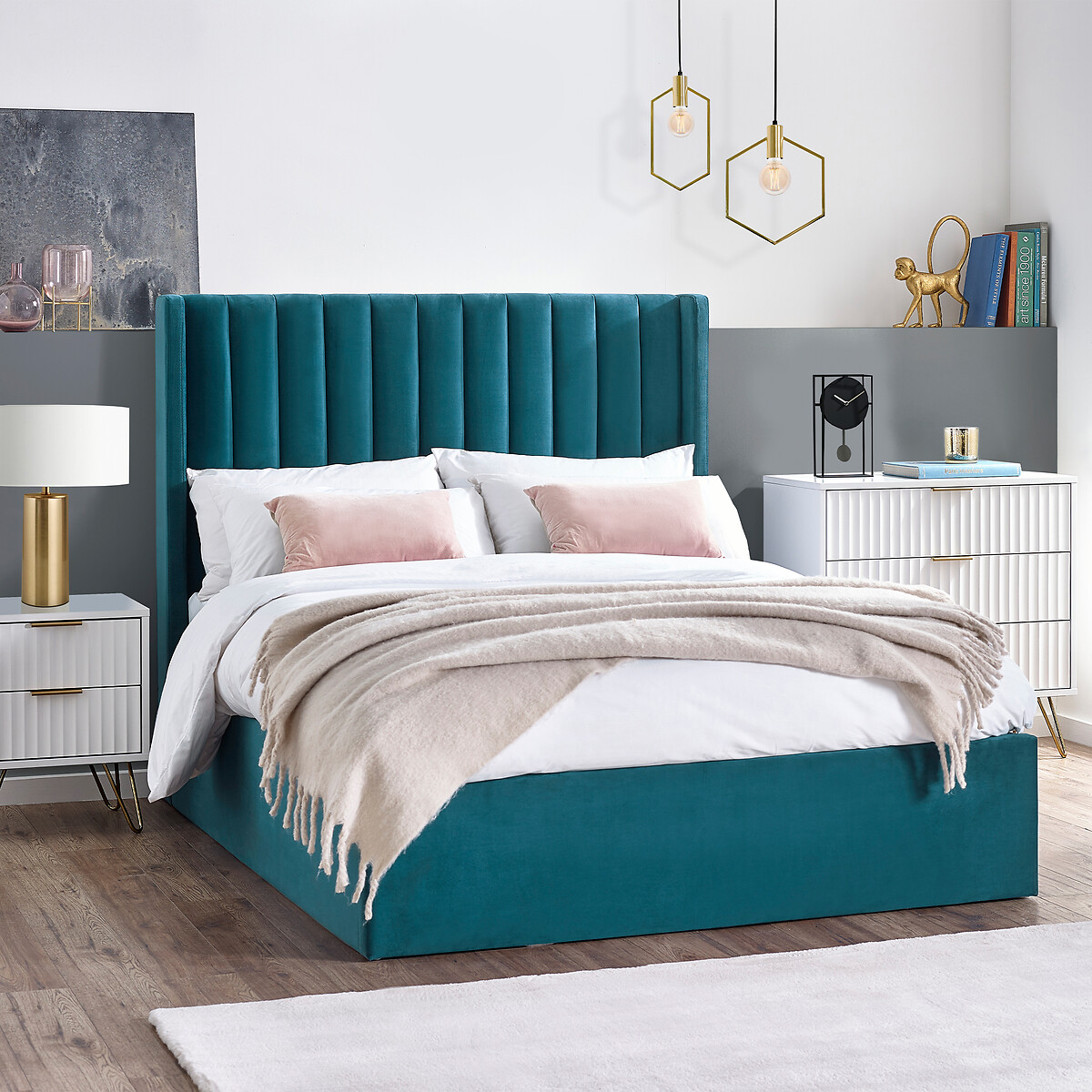 Ancona Sculptural 2 Drawer Bedside Table white, SO'HOME