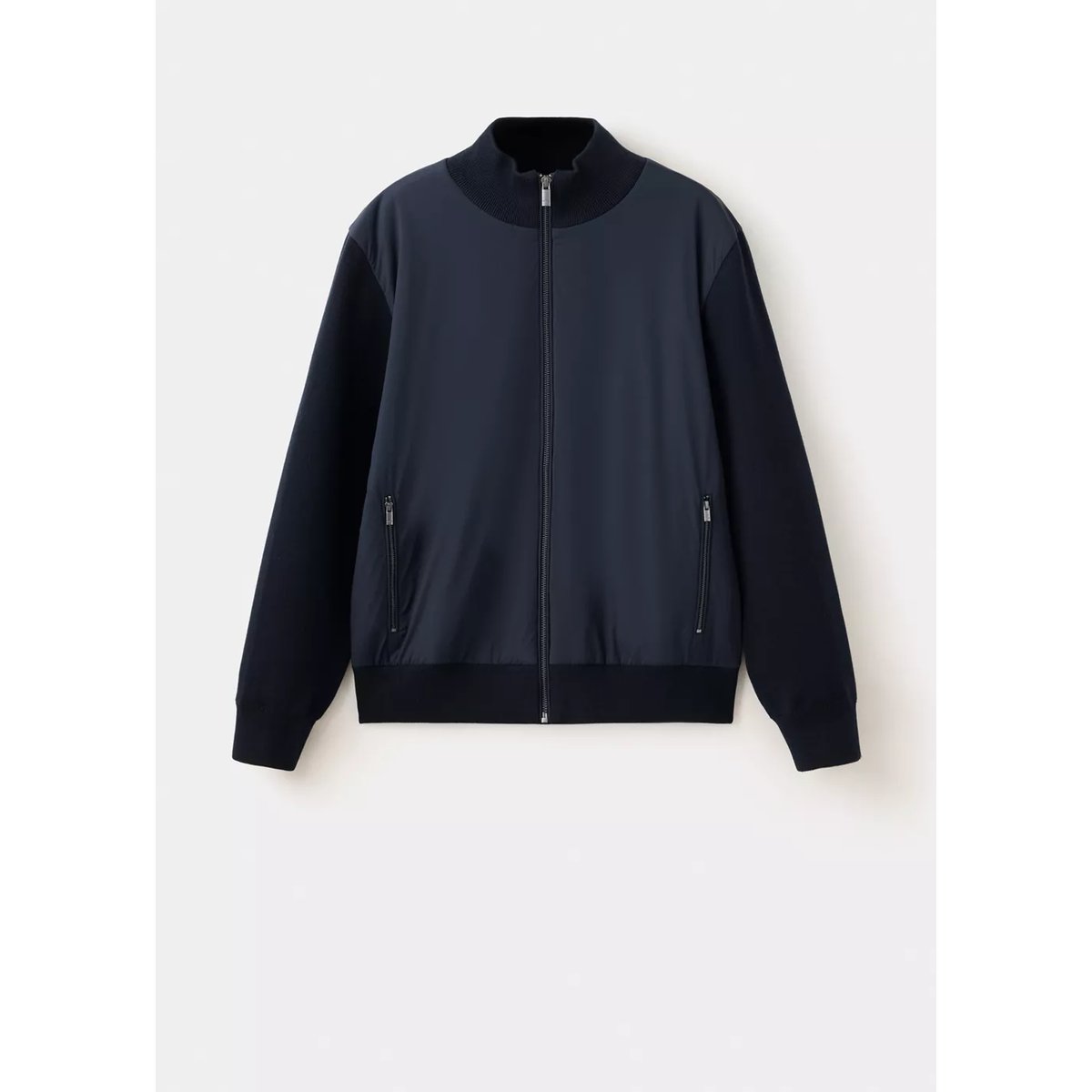 Veste bomber en coton mélangé bleu marine, MANGO MAN