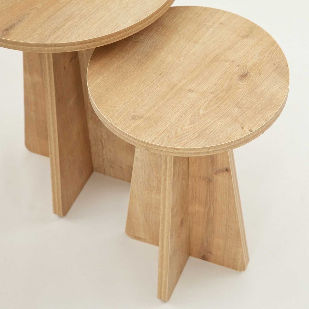 Ensemble de 2 tables d'appoint design rustique VALENCE marron, TOILINUX