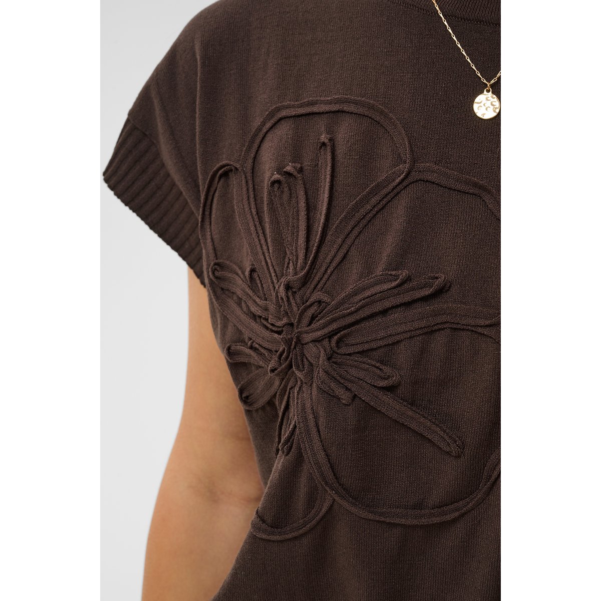 Manteau tricoté marron java, CREAM
