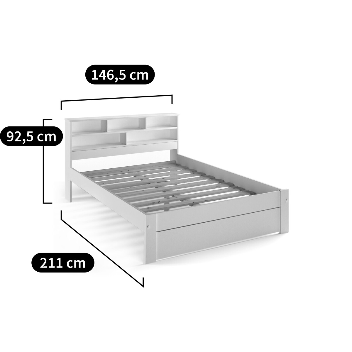 Bett aus massiver Kiefer und MDF, mit Nikko-Bettkasten weiss, LA REDOUTE INTERIEURS