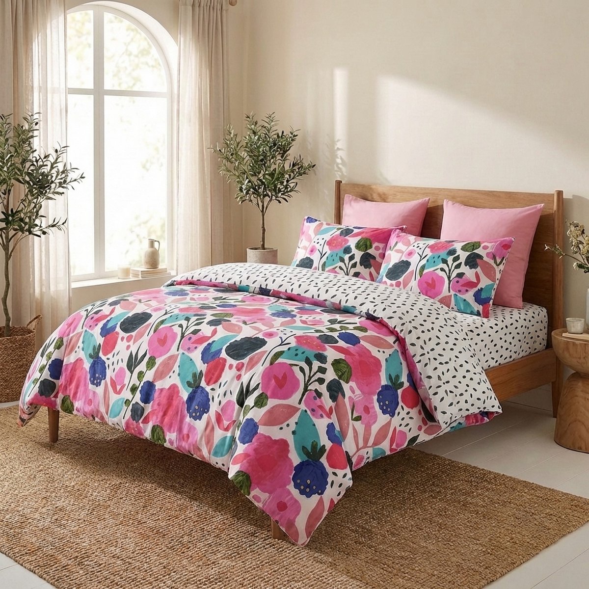 Parure de lit en Percale de Coton Floral Collage - KATE MERRITT blanc, EDEN