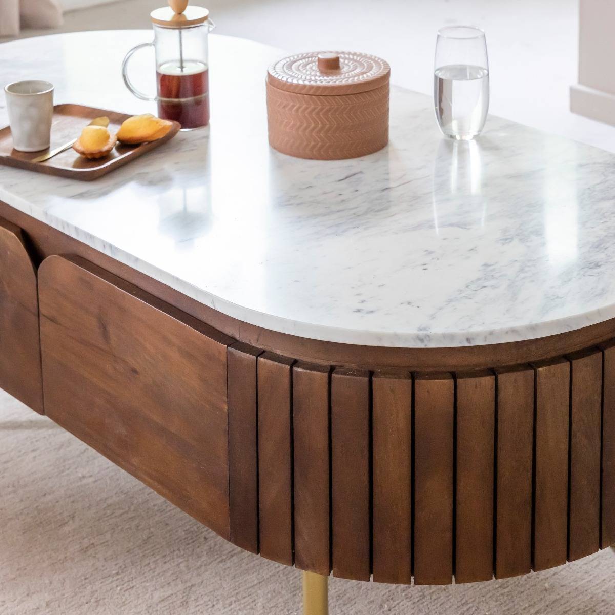Table basse en bois de manguier SIENNE bois foncé, MADE IN MEUBLES 