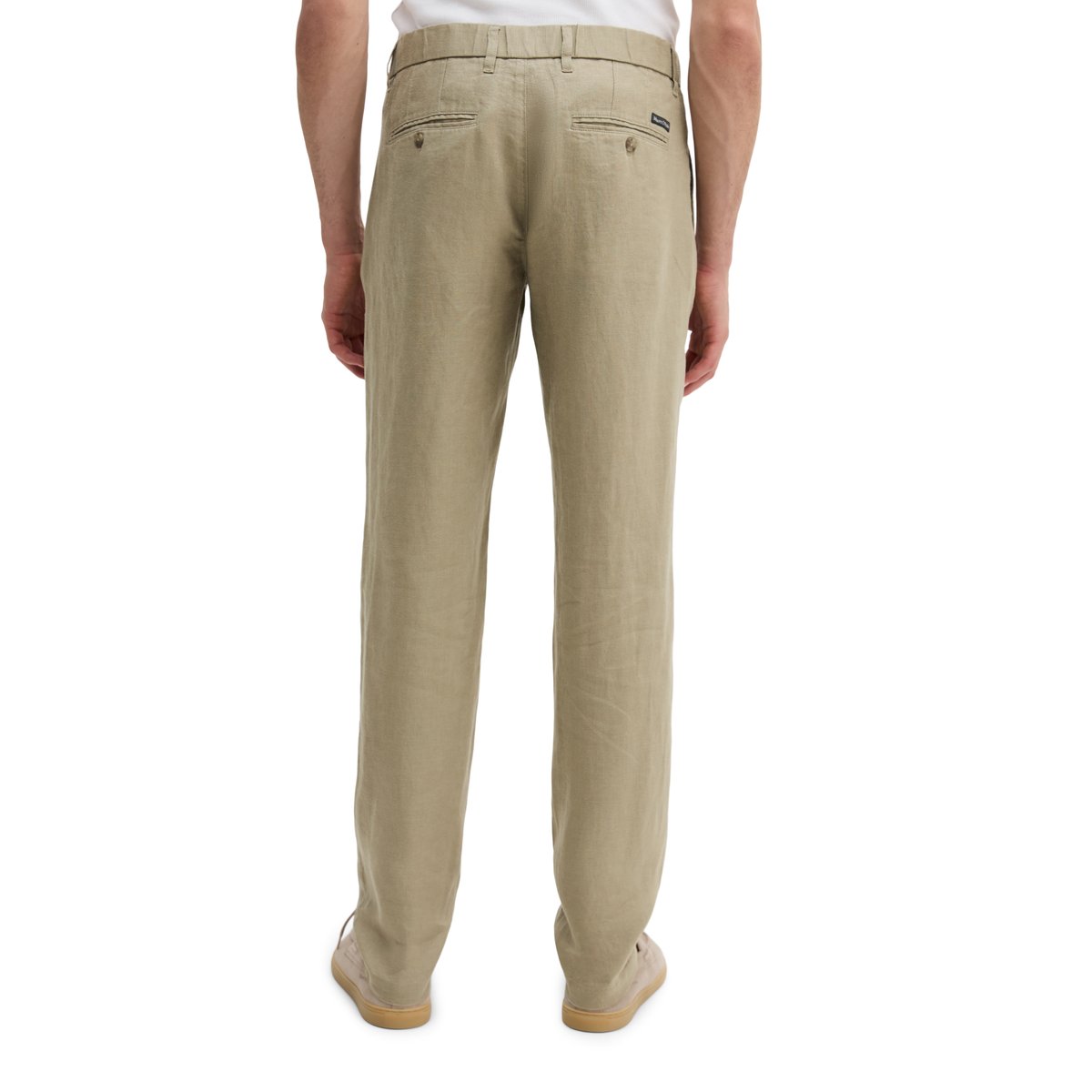 Pantalon en lin modèle Osby Jogger pleats avec ceinture élastique beige, MARC O'POLO