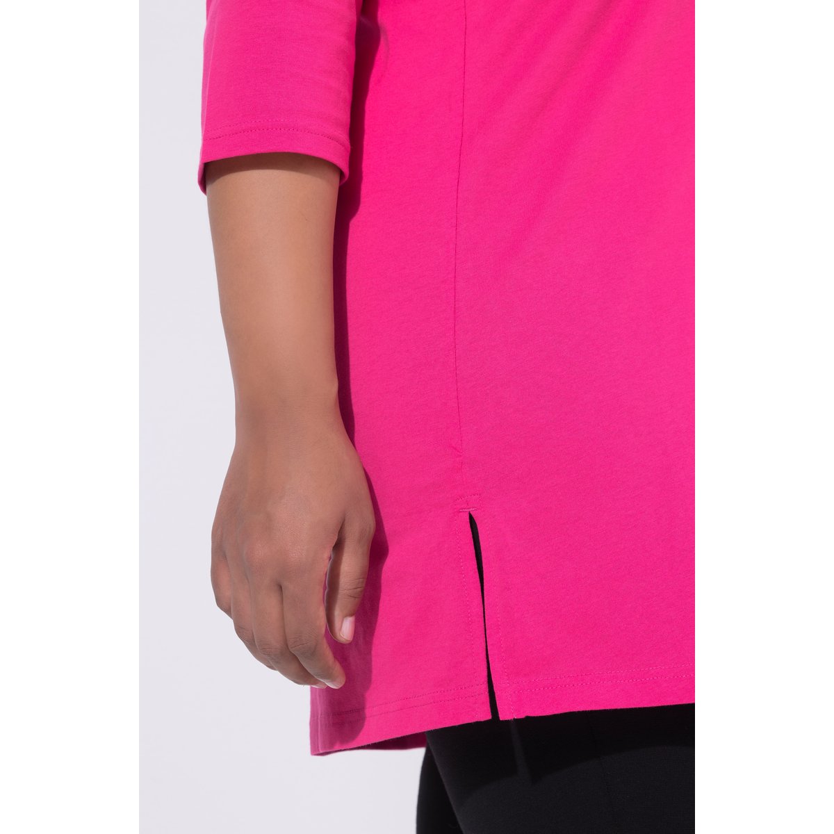 T-shirt long avec rivets fantaisie rose vif, ULLA POPKEN