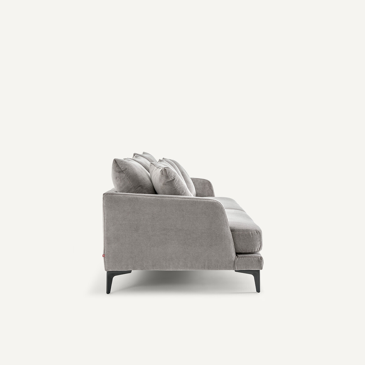 Canapé droit, 3 ou 4 places en velours stone, MODERNISTE gris souris, EMMANUEL GALLINA X AM.PM