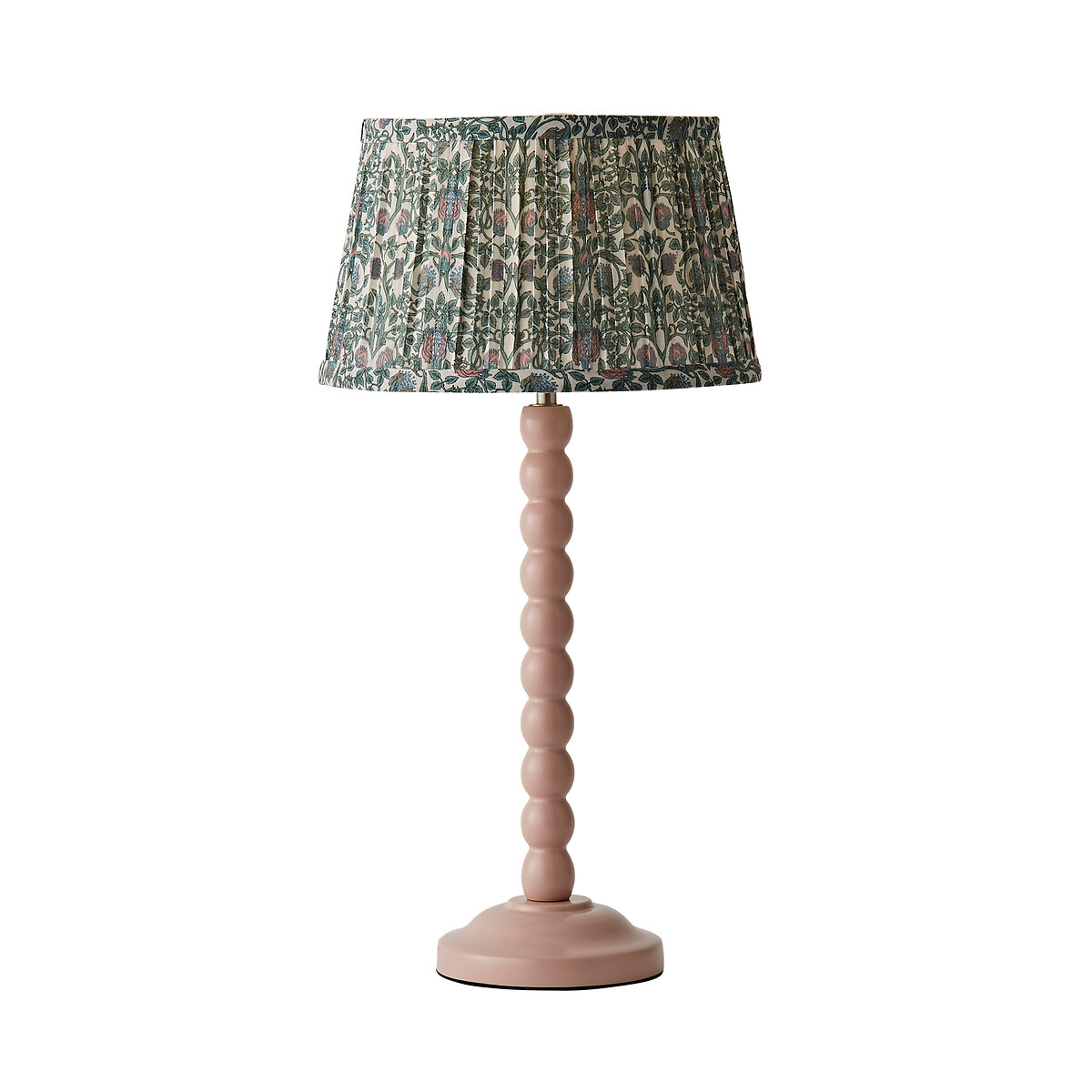 Bobbie Painted Bobbin Table Lamp with Floral Pleated Shade pink, SO'HOME