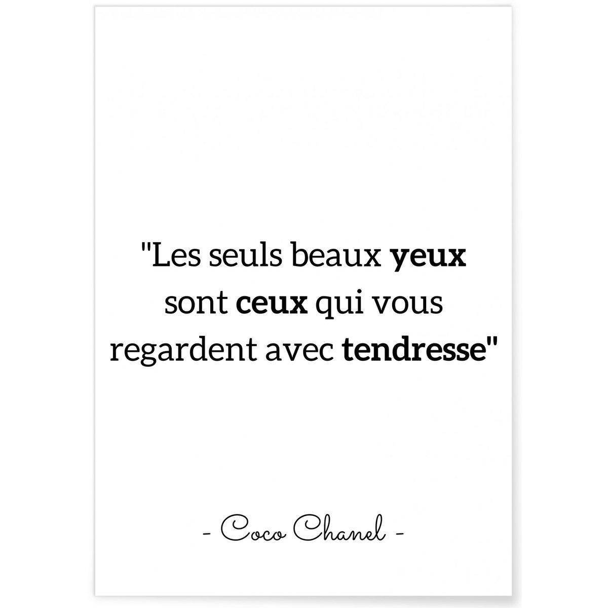 Affiche Coco Chanel : 'Les seuls beaux yeux...' blanc, L'AFFICHERIE