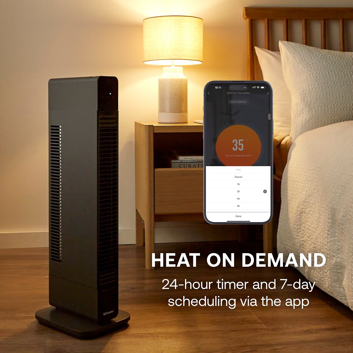 ThermaFlex 2.2kW 2-in-1 Baseboard and Tower Fan Heater - DXDC22 black, DIMPLEX