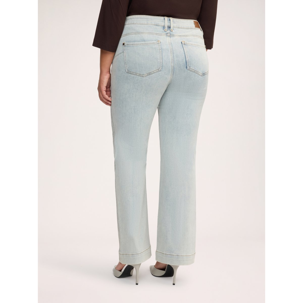 Jean flare avec strass, délavage clair light - blue, FIORELLA RUBINO