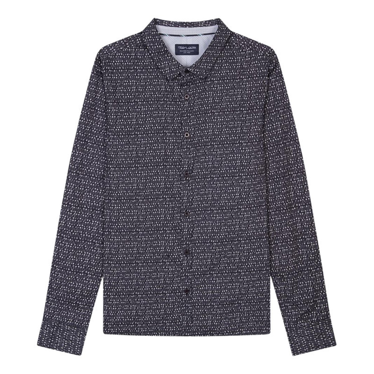 Chemise coupe slim en coton noir imprimé épingles à nourrices blanches noir, TEDDY SMITH