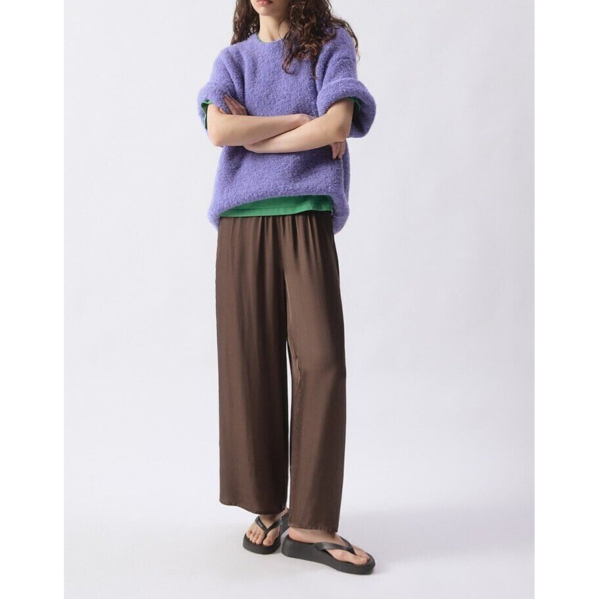 Zolly Loose Fit Jumper with Crew Neck and Short Sleeves light purple, AMERICAN VINTAGE