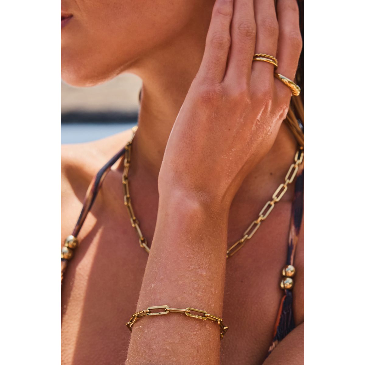 Collier chaîne en acier inoxydable doré, NEXT