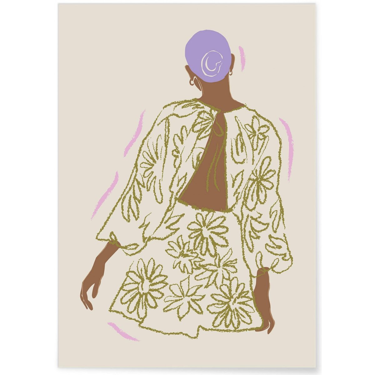 Affiche La femme à fleurs blanc, L'AFFICHERIE