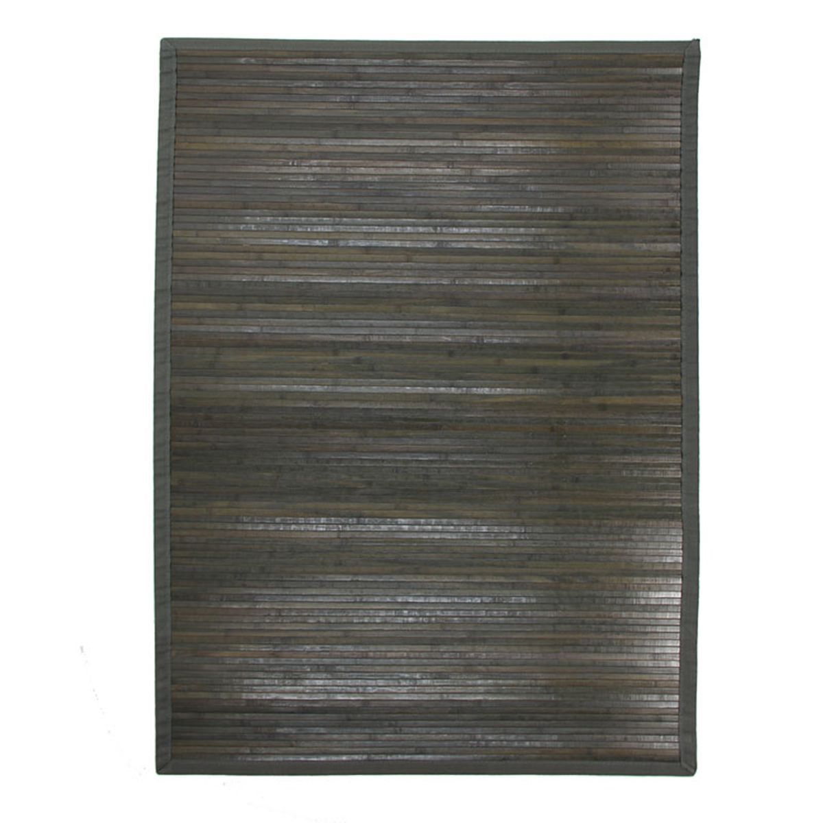 Tapis en bambou larges lattes ganse SOLO BAMBOO gris, THE DECO FACTORY