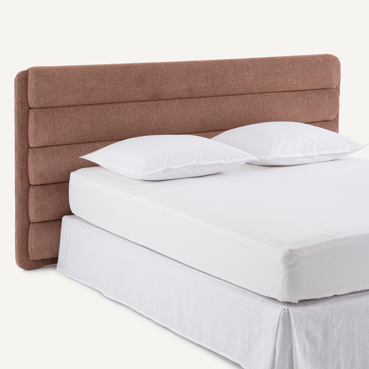 Tête de lit bombée, tissu en polyester, largeur 220 cm, Kachka bois de rose, AM.PM