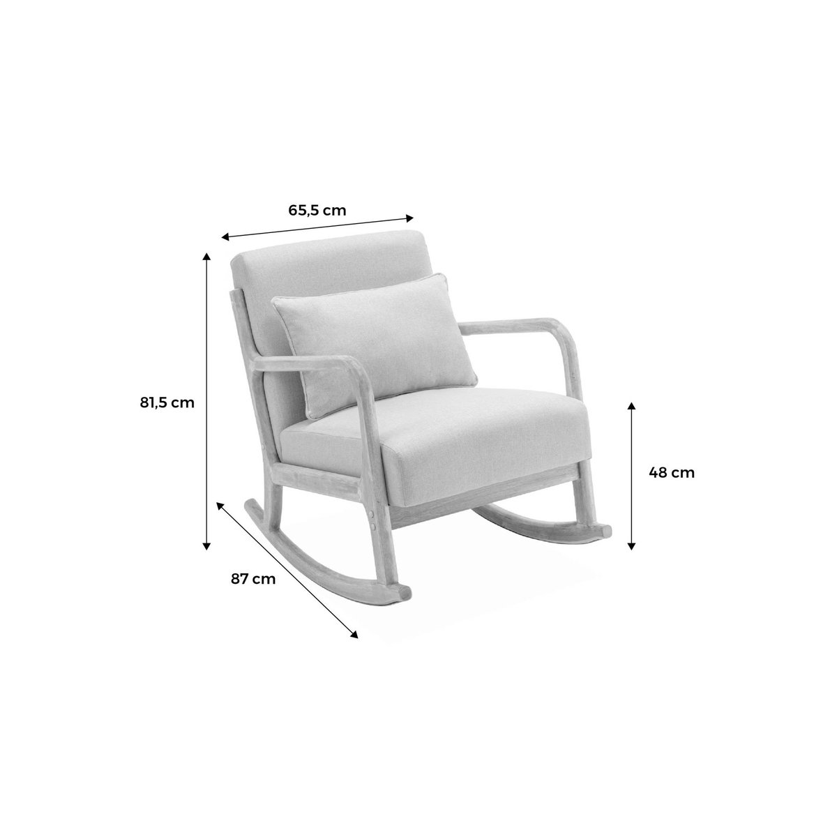Rocking chair scandinave bois d'hévéa et bouclette LORENS crème, SWEEEK