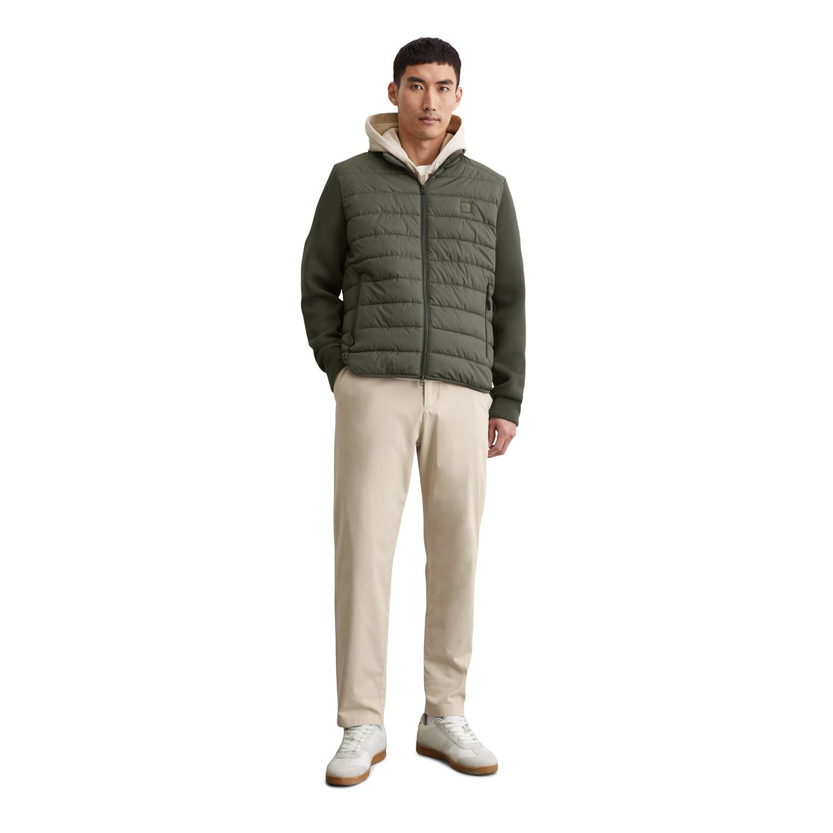 Veste matelassée regular avec manches scuba souples vert foncé, MARC O'POLO