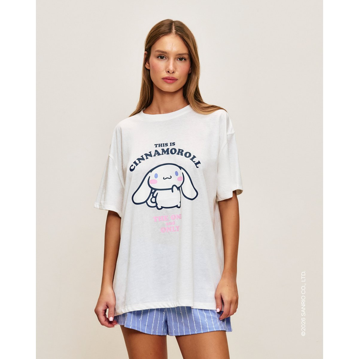 Ensemble t-shirt et short en Jersey Cinnamoroll CINNAMOROLLIZ blanc cassé, UNDIZ