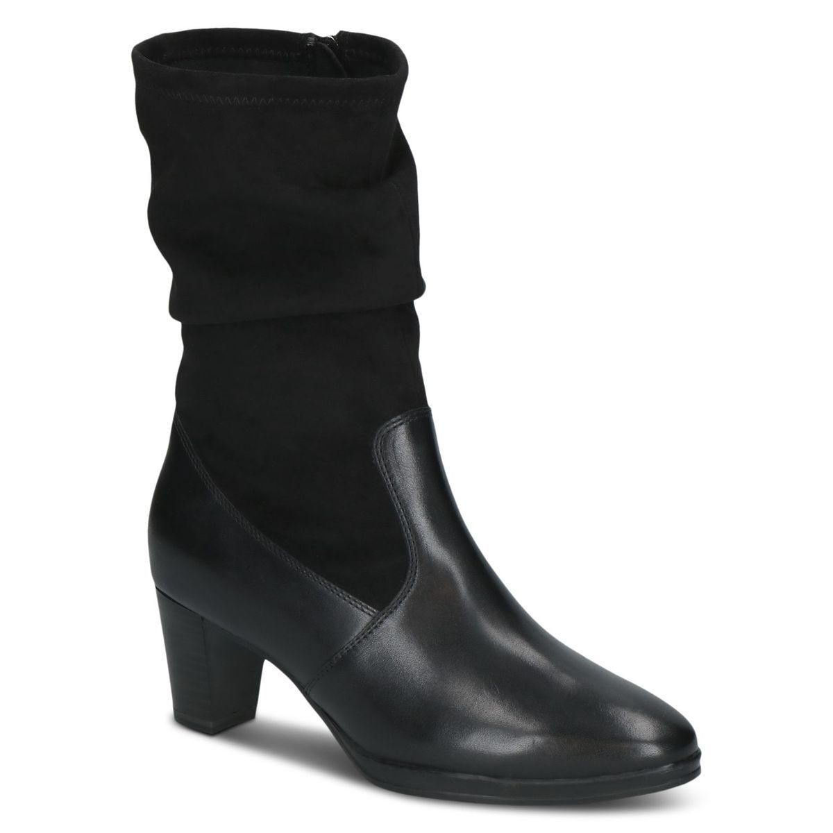 Bottine talon bloc noir zèbre, CAPRICE