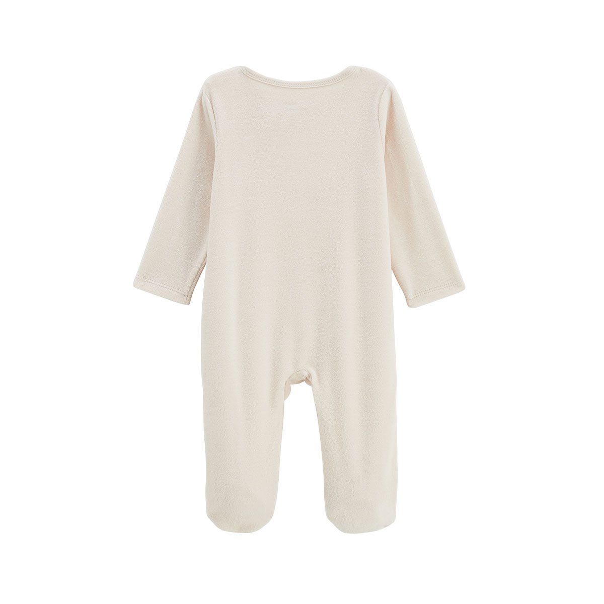 Pyjama bébé en velours ouverture zippée Eden beige, PETIT BEGUIN